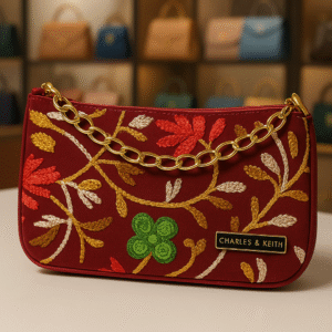 Stylish Red Floral Embroidered Sling Bag