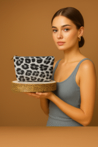 Stylish Leather Purse – Black & White Printed Design