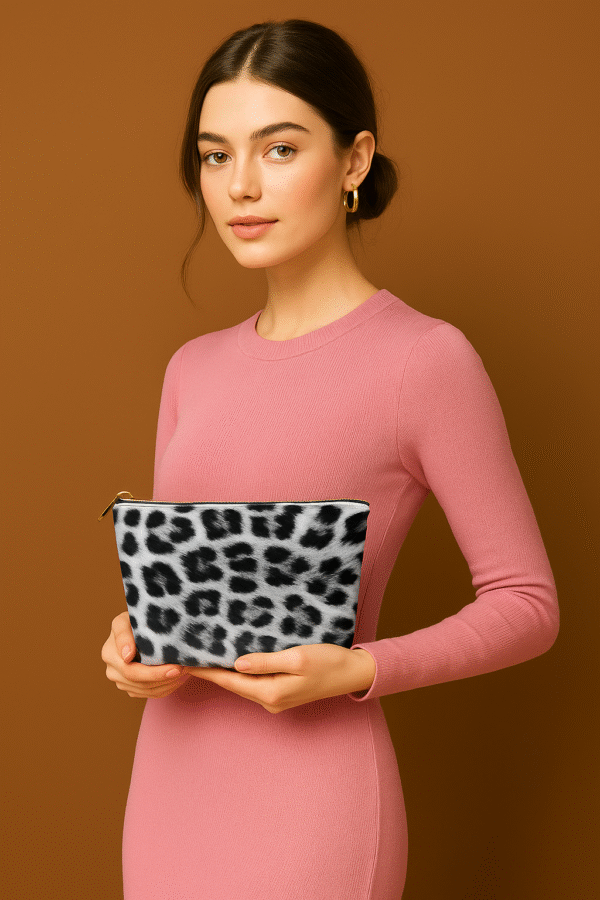 Stylish Leather Purse – Black & White Printed Design - Image 3
