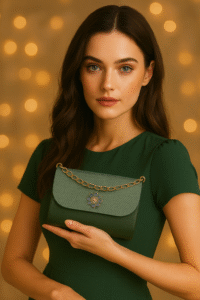 Emerald Elegance Embellished Handbag – Green Resin Purse for Women & Ladies