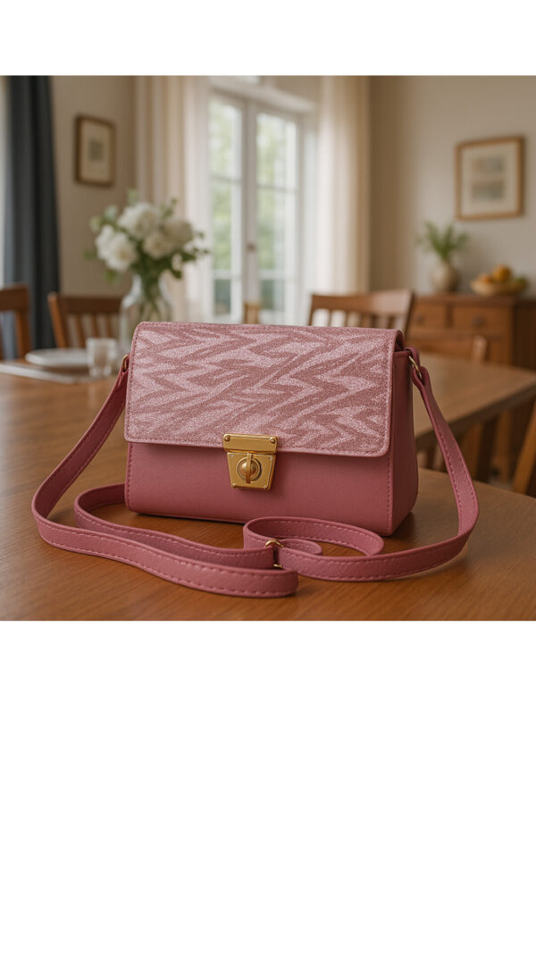 Elegant & Trendy Maroon Glitter Zebra Print Crossbody Bag for Women - Image 3