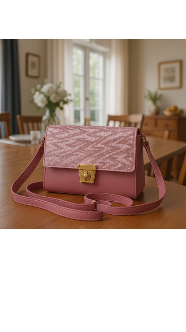 Elegant & Trendy Maroon Glitter Zebra Print Crossbody Bag for Women - Image 2