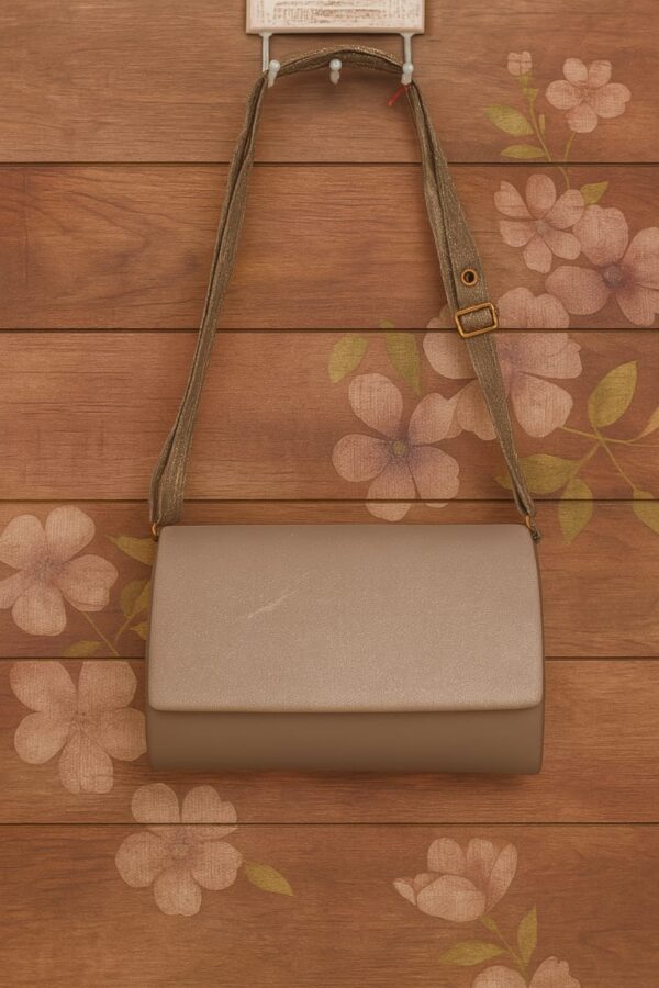 Elegant Rose Gold Sling Bag with Embossed Pattern & Dazzling Floral Embellishme - Image 3